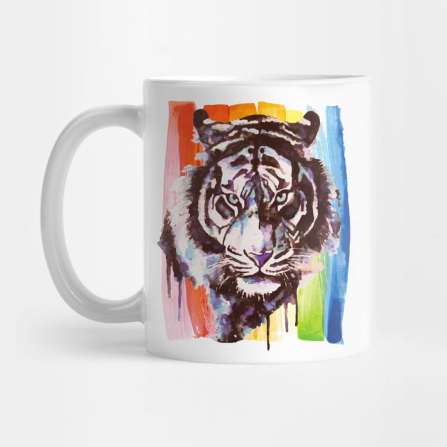 Tiger Art - Gay Pride - Rainbow - Watercolors by BabyYodaSticker